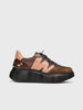 WONDERS WONDERS Women's Wedge Sneaker - A-3631 Cognac/Powder